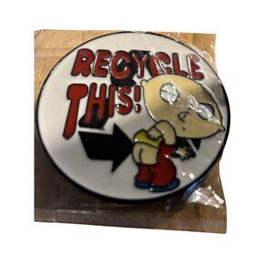 Family Guy Stewie Griffin "Recycle This!" Belt Buckle